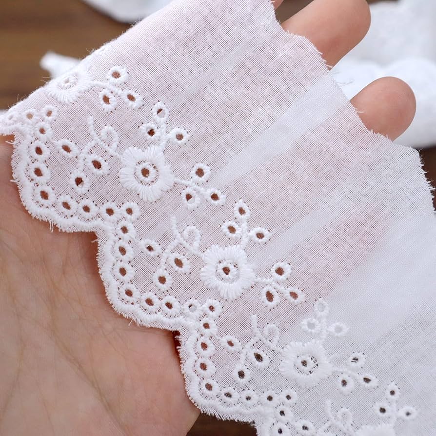 Amazon.com: ZNZAKKA White Cotton Lace Trim Eyelet Floral